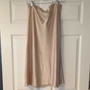 Rachel Zoe Satin Midi Skirt in Champagne